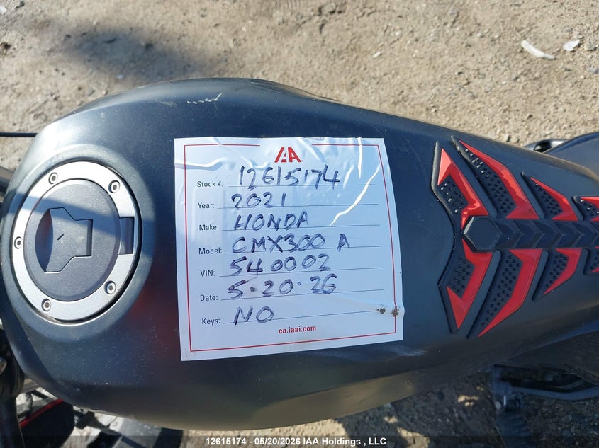 2021 Honda Cmx300 A VIN: MLHNC5368M5400002 Lot: 12615174