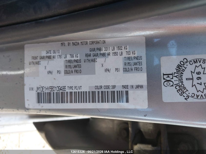 2011 Mazda 2 1.5 grey Lot 111012615326 Vin JM1DE1HY6B0109486