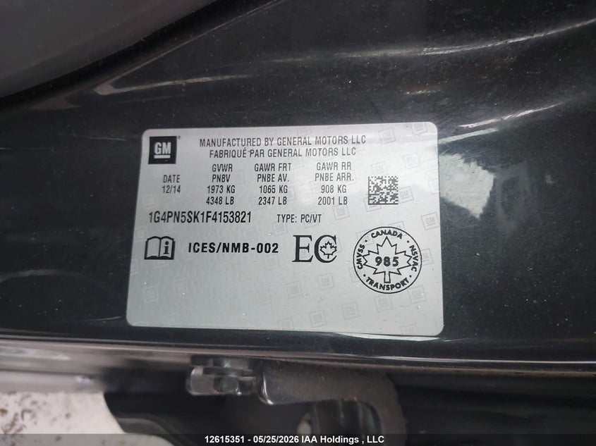 2015 Buick Verano VIN: 1G4PN5SK1F4153821 Lot: 12615351