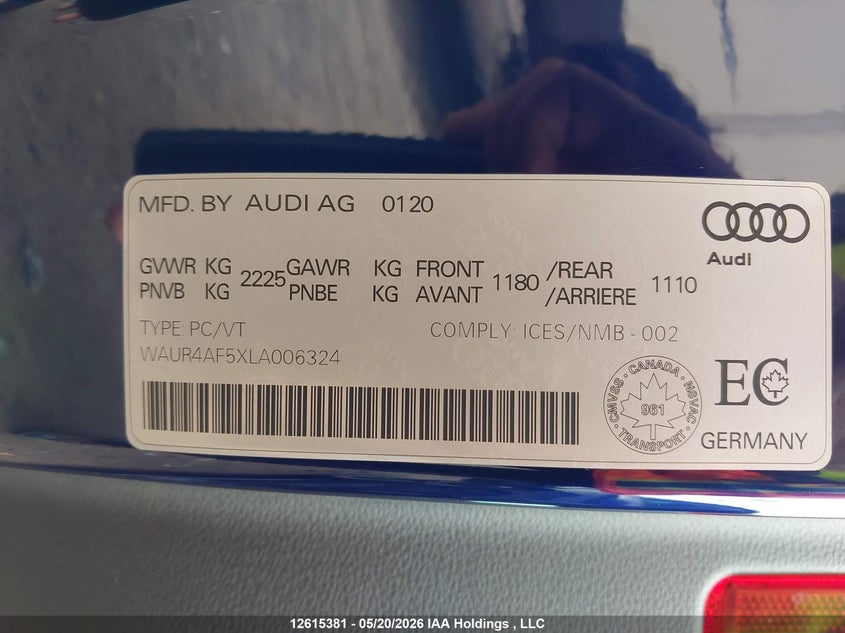 2020 Audi S5 3.0T Technik VIN: WAUR4AF5XLA006324 Lot: 12615381