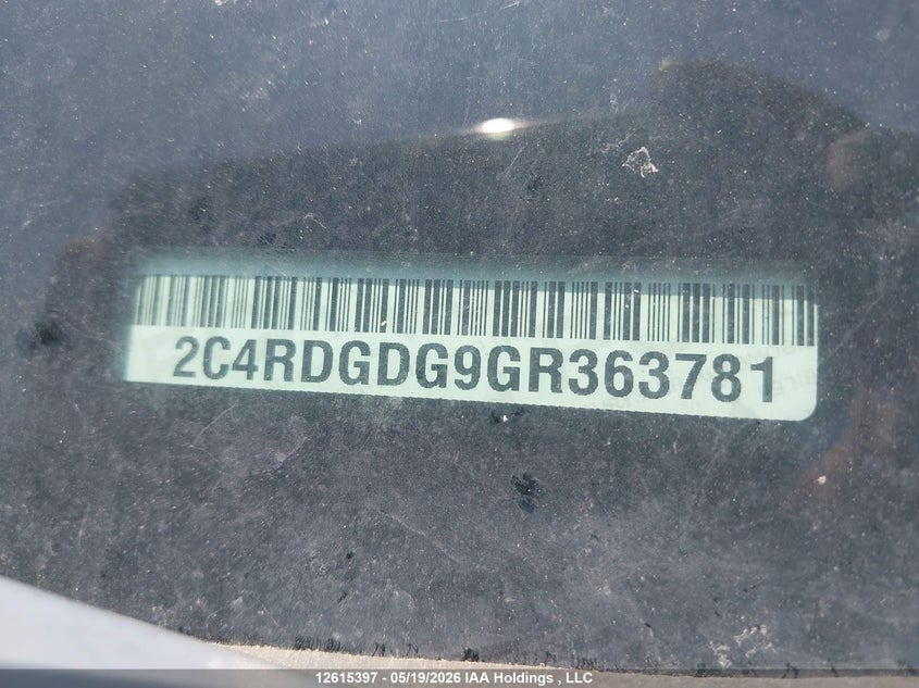 2016 Dodge Grand Caravan Crew VIN: 2C4RDGDG9GR363781 Lot: 12615397