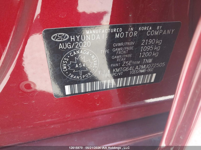 2021 Genesis G70 VIN: KMTG64LA2MU072505 Lot: 12615870