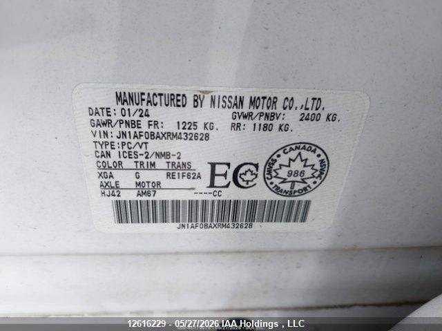 2024 Nissan Ariya Engage/Evolve+ VIN: JN1AF0BAXRM432628 Lot: 12616229