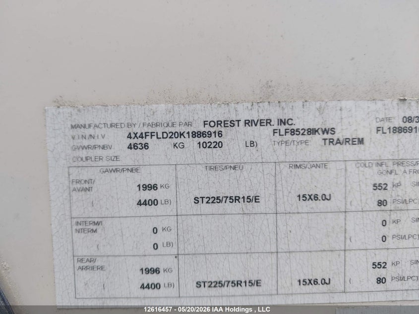 2019 OTHER FOREST RIVER FOREST RIVER TRAILER N/A