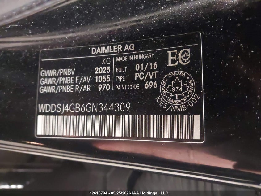 2016 Mercedes-Benz Cla 250 4Matic VIN: WDDSJ4GB6GN344309 Lot: 12616794