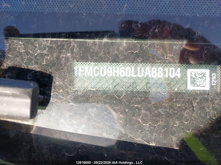 2020 Ford Escape Sel VIN: 1FMCU9H60LUA88104 Lot: 12616800