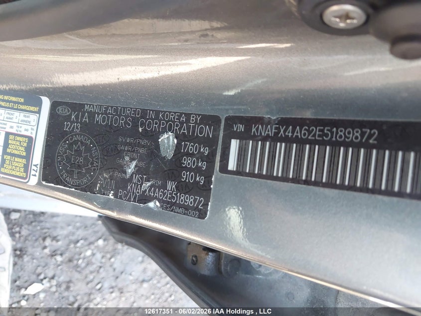 2014 KIA FORTE SEDAN 1.8L I4 FI DOHC 16V NF4