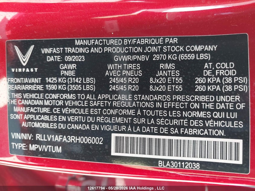 2024 OTHER VINFAST VF 8 PLUS SPORT UTILITY VEHICLE ELECTRIC