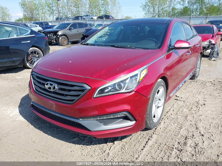 2015 Hyundai Sonata, Удар ззаду, IAAI, VIN 5NPE34AF8FH160324 — фото 2