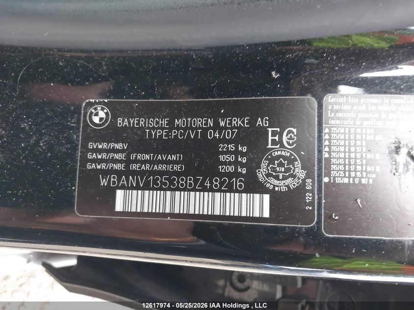 2008 BMW 5 Series VIN: WBANV13538BZ48216 Lot: 12617974