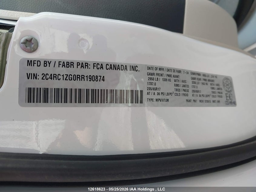 2024 Chrysler Grand Caravan Sxt VIN: 2C4RC1ZG0RR190874 Lot: 12618623