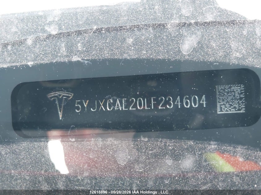 2020 Tesla Model X VIN: 5YJXCAE20LF234604 Lot: 12618896