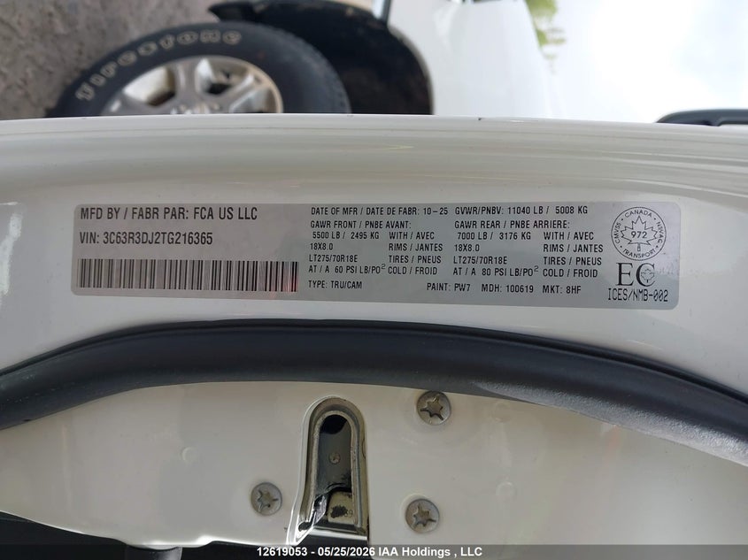 2026 Ram 3500 Big Horn VIN: 3C63R3DJ2TG216365 Lot: 12619053