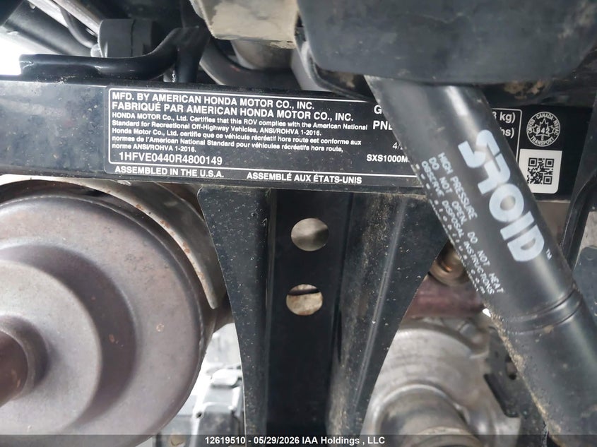 2024 Honda Sxs1000 M5 VIN: 1HFVE0440R4800149 Lot: 12619510