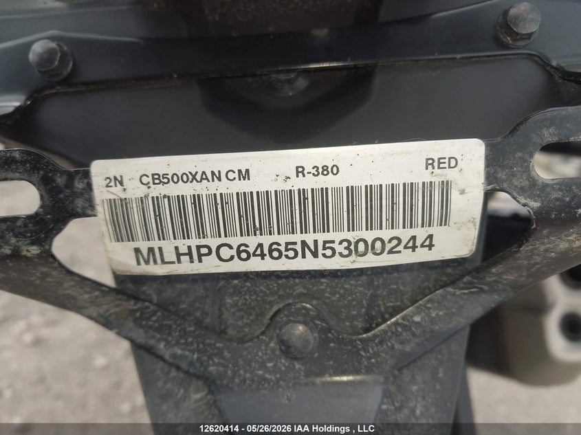 2022 Honda Cb500 Xa VIN: MLHPC6465N5300244 Lot: 12620414