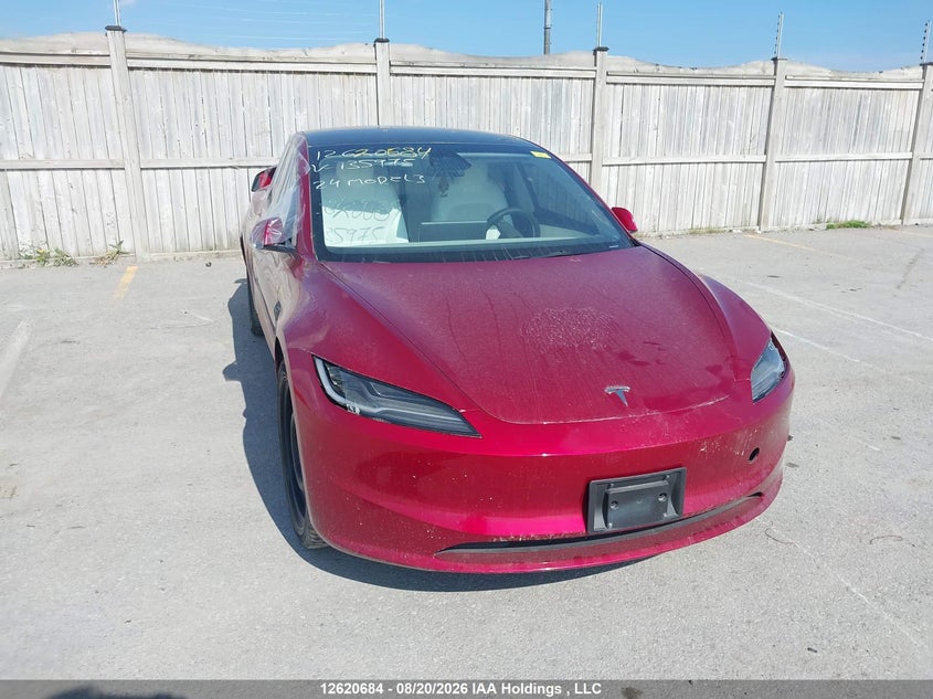 2024 Tesla Model 3, Front, IAAI, VIN LRW3E7EB2RC135975