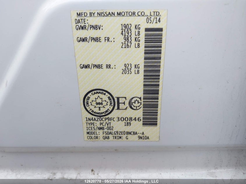 2015 NISSAN LEAF HATCHBACK ELECTRIC
