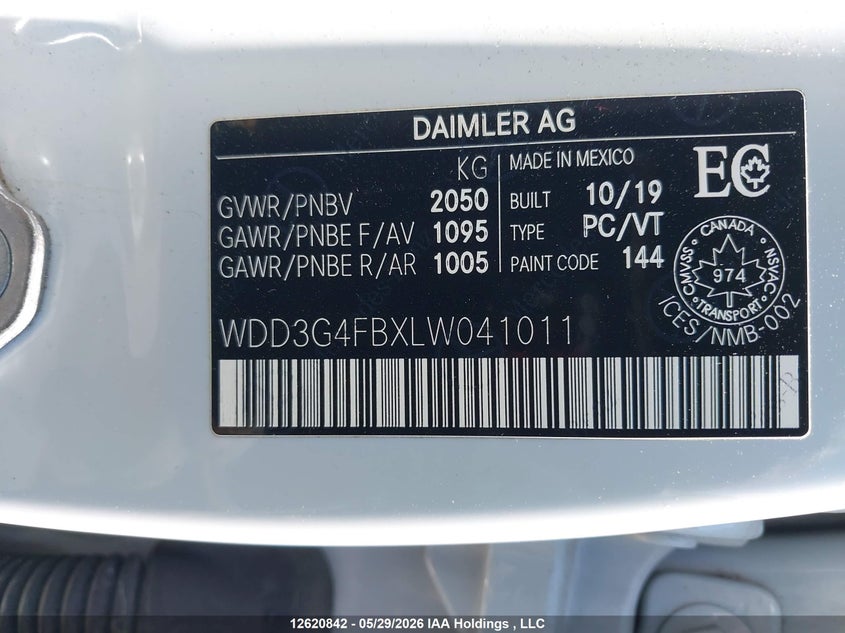 2020 Mercedes-Benz A 220 4Matic VIN: WDD3G4FBXLW041011 Lot: 12620842