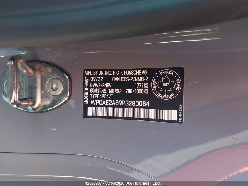 2023 Porsche 718 Cayman VIN: WP0AE2A89PS280084 Lot: 12620997