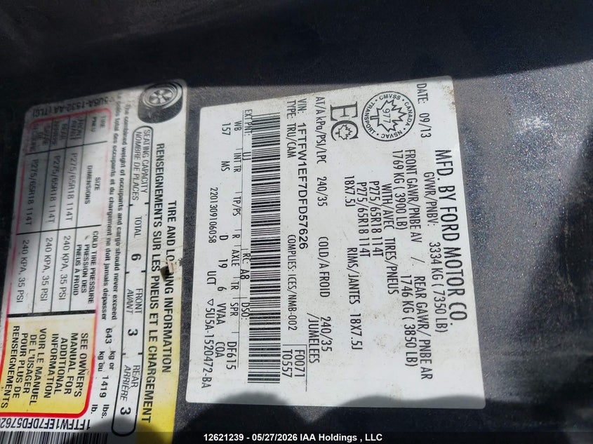 2013 Ford F-150 lightning 5.0 F150 Supercrew grey Lot 111012621239 Vin 1FTFW1EF7DFD57626
