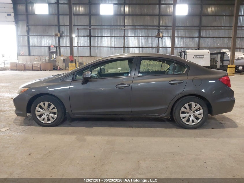 2012 Honda Civic 1.8 Lx grey Lot 111012621281 Vin 2HGFB2F40CH052868