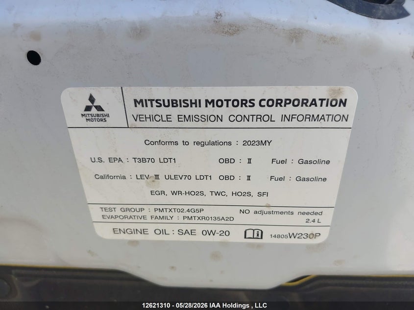 2023 Mitsubishi Rvr Se/Sel/Le/Gt VIN: JA4AJVAW3PU606150 Lot: 12621310