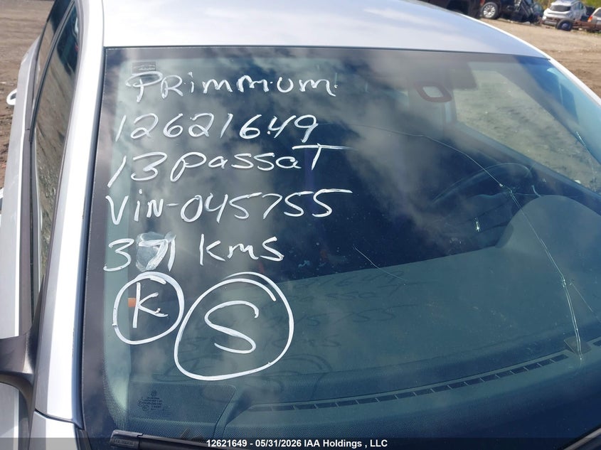 2013 Volkswagen Passat 2.5L Trendline VIN: 1VWAH7A31DC045755 Lot: 12621649