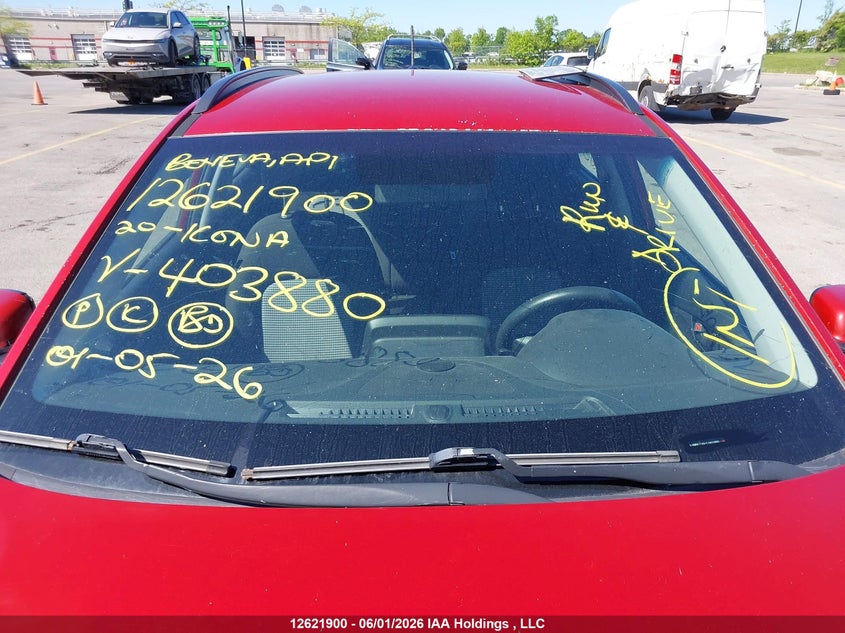 2020 Hyundai Kona Essential VIN: KM8K12AA7LU403880 Lot: 12621900