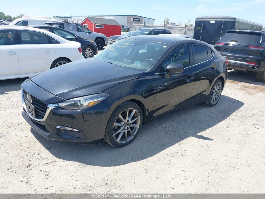 Vin: 3mzbn1w38jm237607, lot: 3021586, mazda 3 grand touring 20182