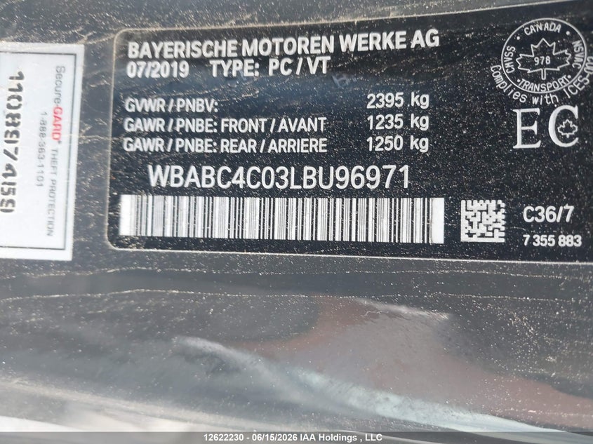2020 BMW M850I xDrive VIN: WBABC4C03LBU96971 Lot: 12622230