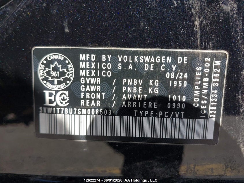 2025 Volkswagen Jetta Gli Autobahn VIN: 3VW1T7BU7SM008503 Lot: 12622274