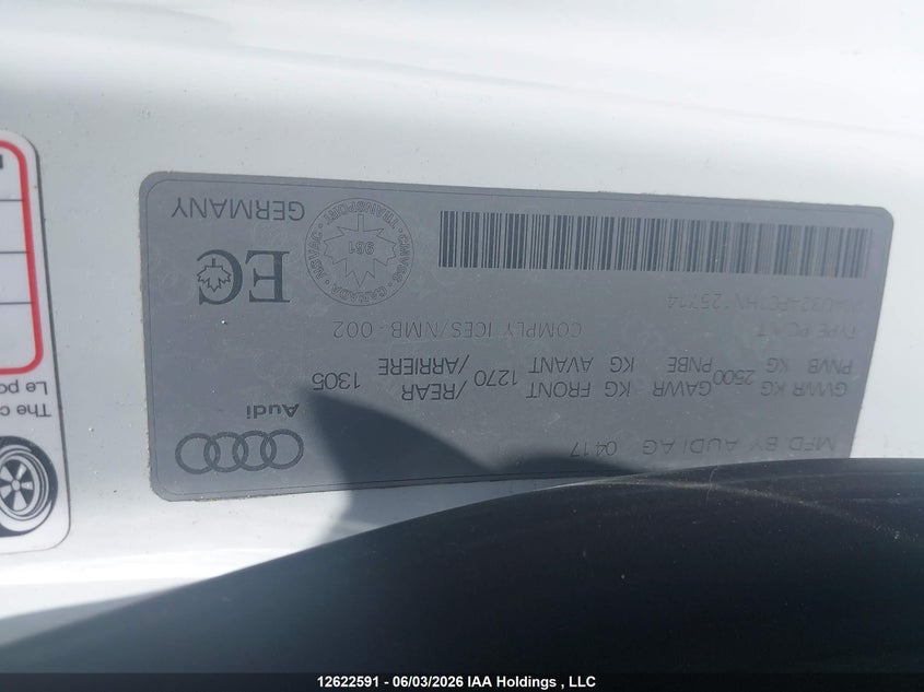 2017 Audi A7 Quattro Prog/Technik S Ln VIN: WAU32AFC1HN125714 Lot: 12622591