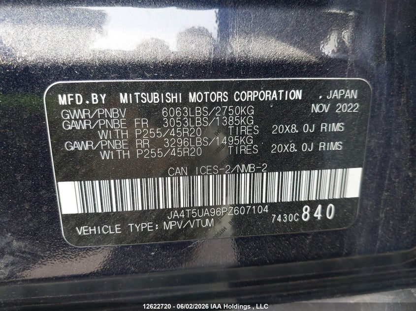 2023 Mitsubishi Outlander Phev Le/Sel VIN: JA4T5UA96PZ607104 Lot: 12622720