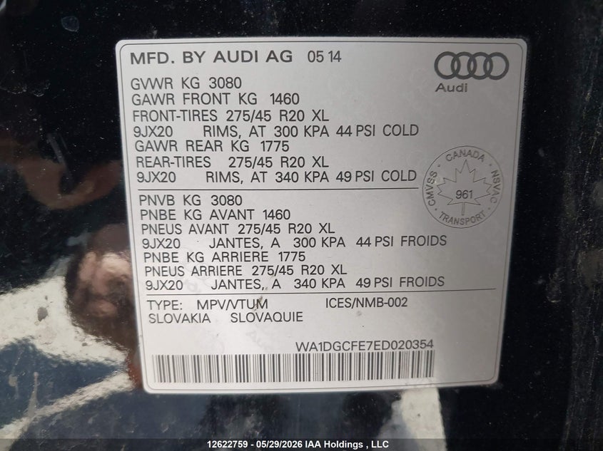 2014 AUDI Q7 SPORT UTILITY VEHICLE 3.0L V-6 DI, DOHC, VVT, SUPERCHARGER, 333HP