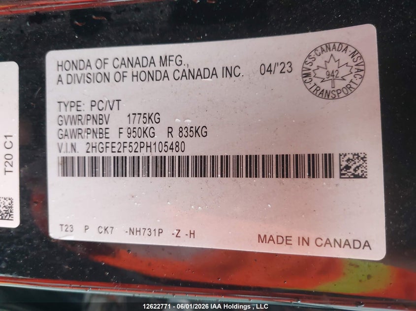 2023 HONDA CIVIC SEDAN 2.0L I-4 DOHC, VVT, 158HP