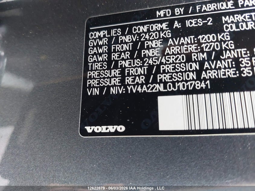 2018 Volvo V90 Cross Country T6 VIN: YV4A22NL0J1017841 Lot: 12622879