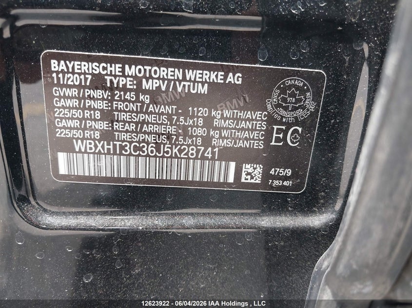 2018 BMW X1 xDrive28I VIN: WBXHT3C36J5K28741 Lot: 12623922