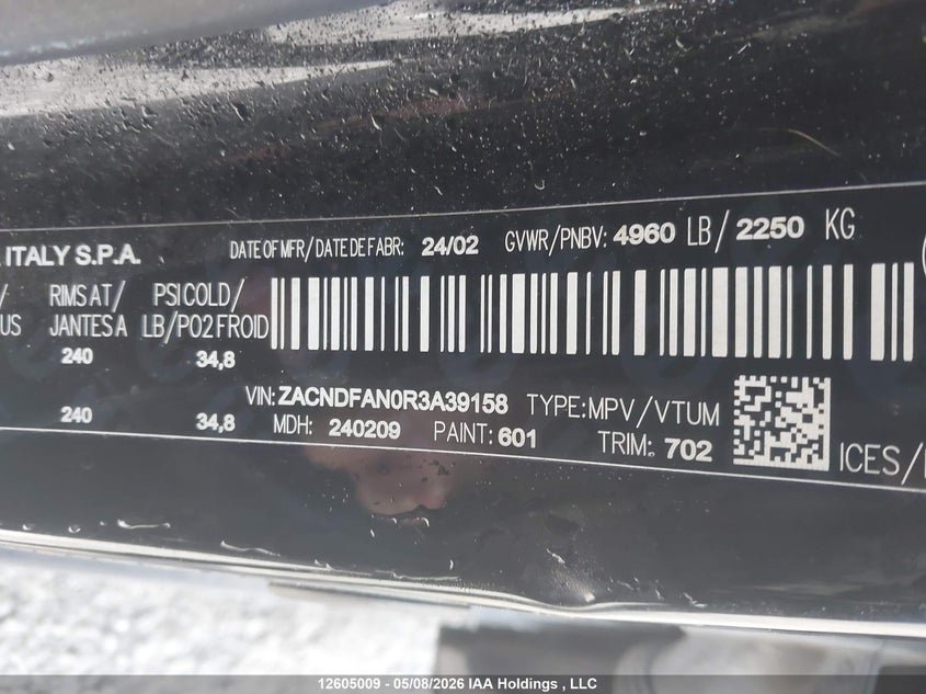 2024 Dodge Hornet Gt VIN: ZACNDFAN0R3A39158 Lot: 12605009X