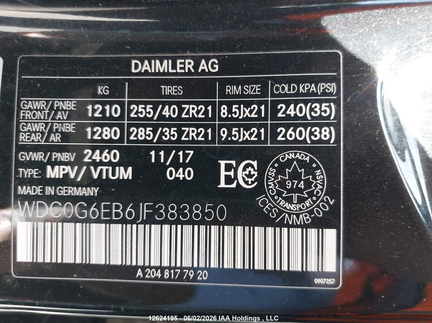 2018 Mercedes-Benz Glc Amg Glc 43 VIN: WDC0G6EB6JF383850 Lot: 12624195
