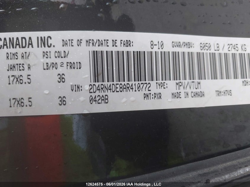 2010 Dodge Grand Caravan Se VIN: 2D4RN4DE8AR410772 Lot: 12624575