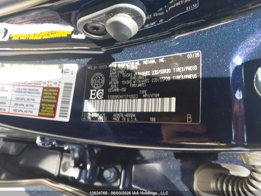 2026 TOYOTA HIGHLANDER SPORT UTILITY VEHICLE 2.5L I-4 DI, DOHC, VVT, 187HP
