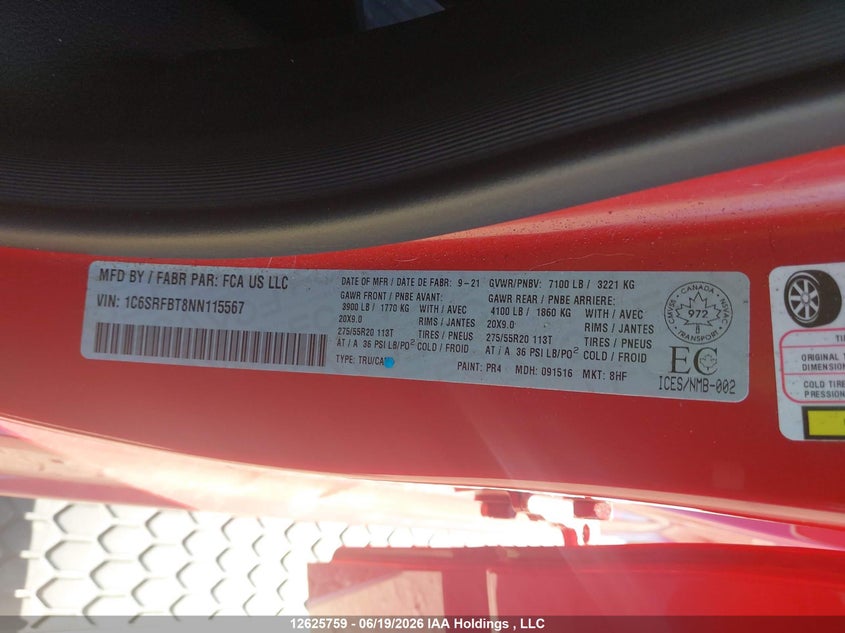 2022 RAM 1500 PICKUP 5.7L V-8 VVT, 395HP