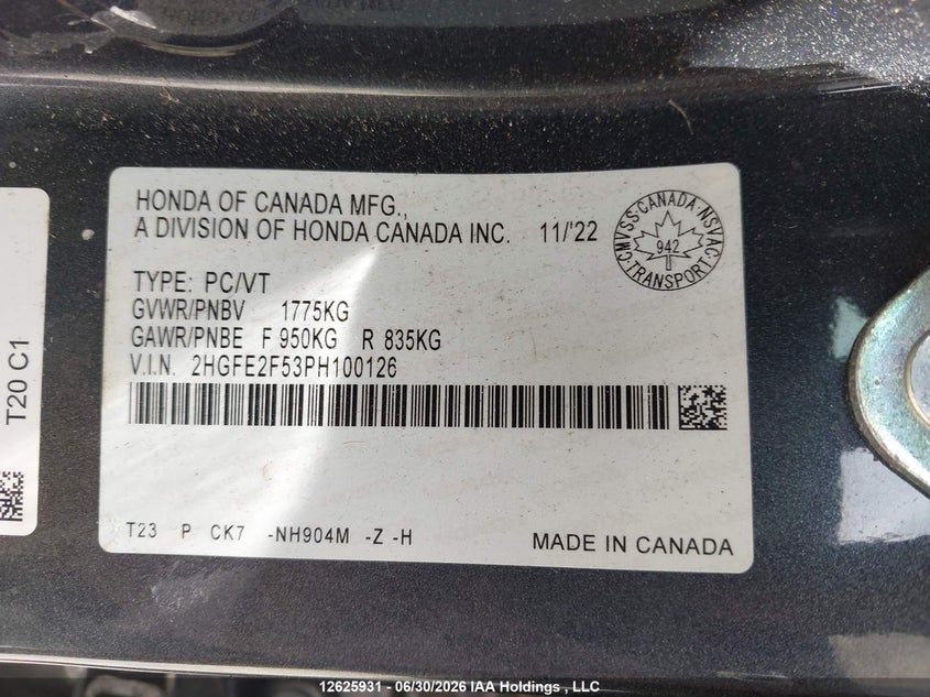 2023 HONDA CIVIC SEDAN 2.0L I4 N