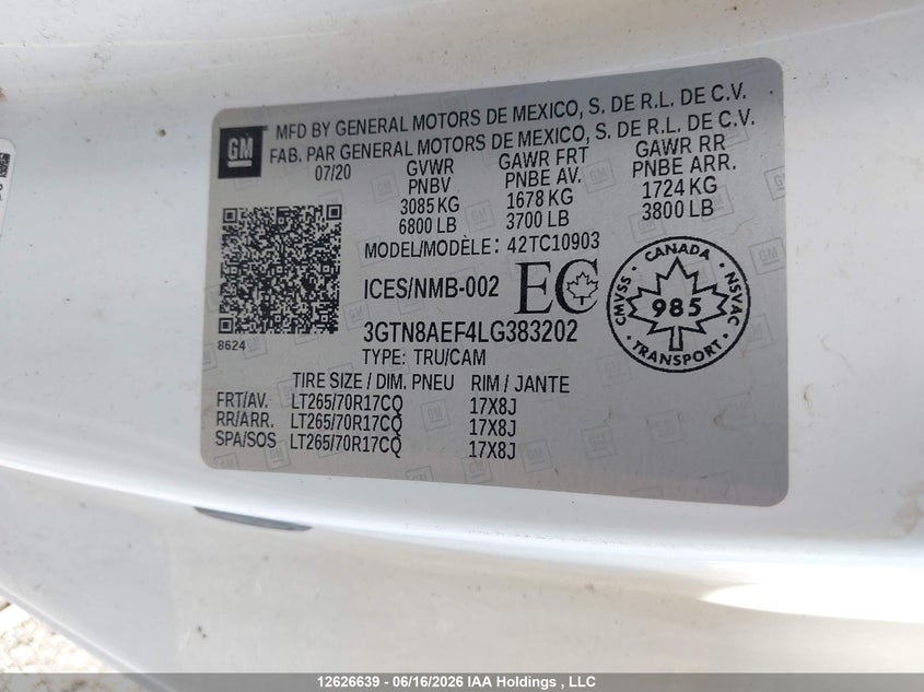 2020 GMC SIERRA 1500 PICKUP 5.3L V-8 DI, VVT, 355HP