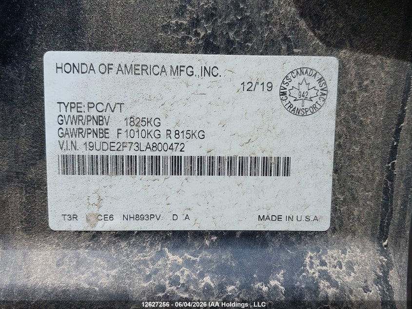 2020 Acura Ilx VIN: 19UDE2F73LA800472 Lot: 12627256