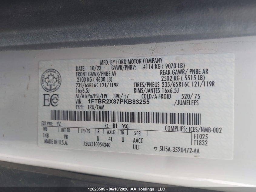 2023 FORD TRANSIT VAN 3.5L V-6 DI, DOHC, VVT, 275HP