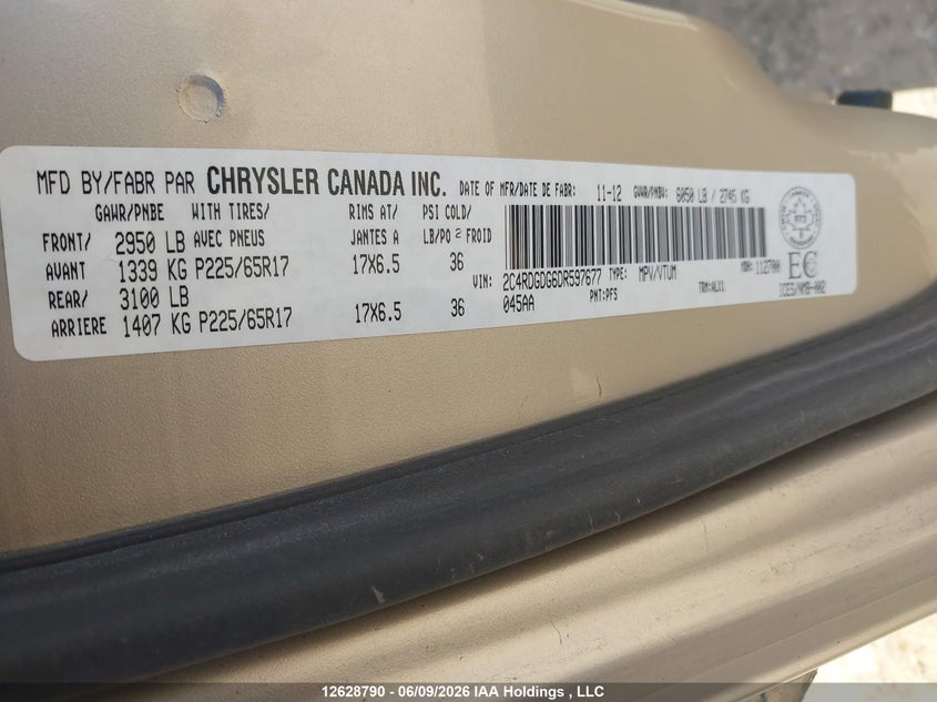 2013 DODGE CARAVAN VAN 3.6L V-6 DOHC, VVT, 283HP