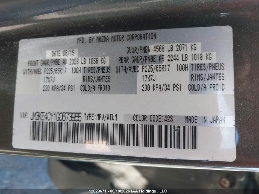 2016 MAZDA CX-5 SPORT UTILITY VEHICLE 2.5L I-4 DI, DOHC, VVT, 184HP