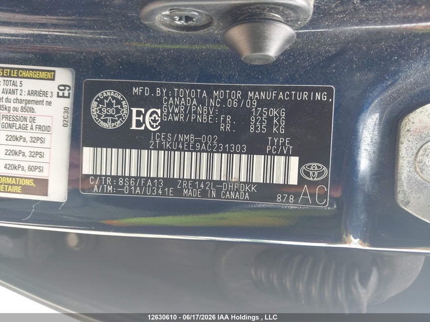 2010 Toyota Corolla Matrix VIN: 2T1KU4EE9AC231303 Lot: 12630610