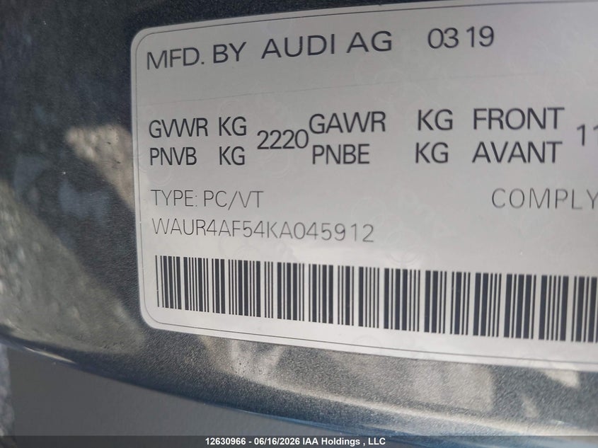 2019 Audi S5 Prestige VIN: WAUR4AF54KA045912 Lot: 12630966
